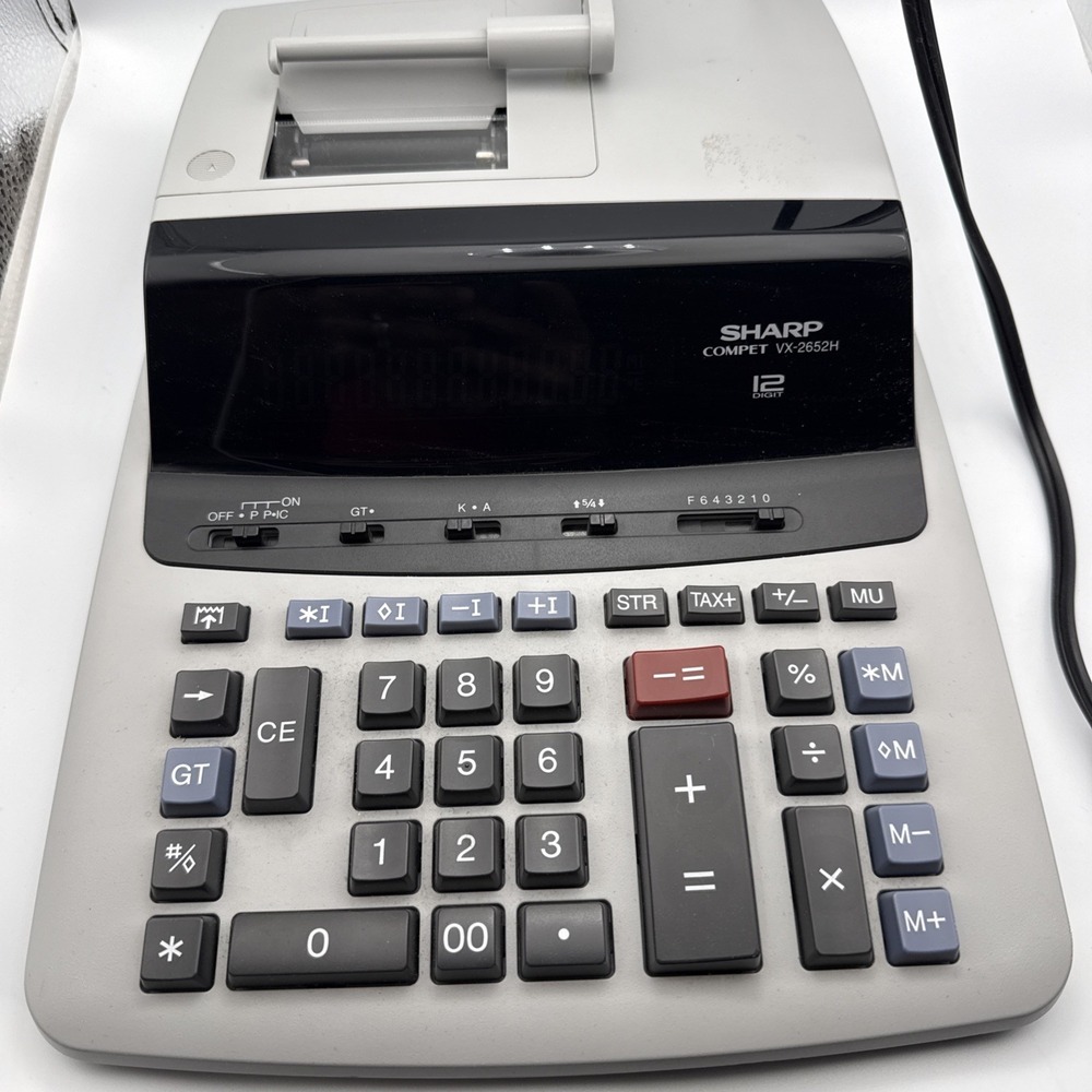 Sharp Compet VX 2652H Electronic Calculator with Printer 12 Digit Gray